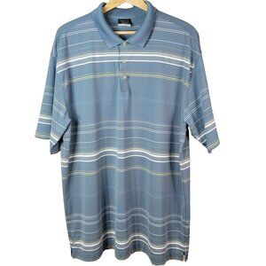 Nike Golf Mens FitDry Polo Shirt Blue XL 3 Button Collar Stripe Short Sleeve